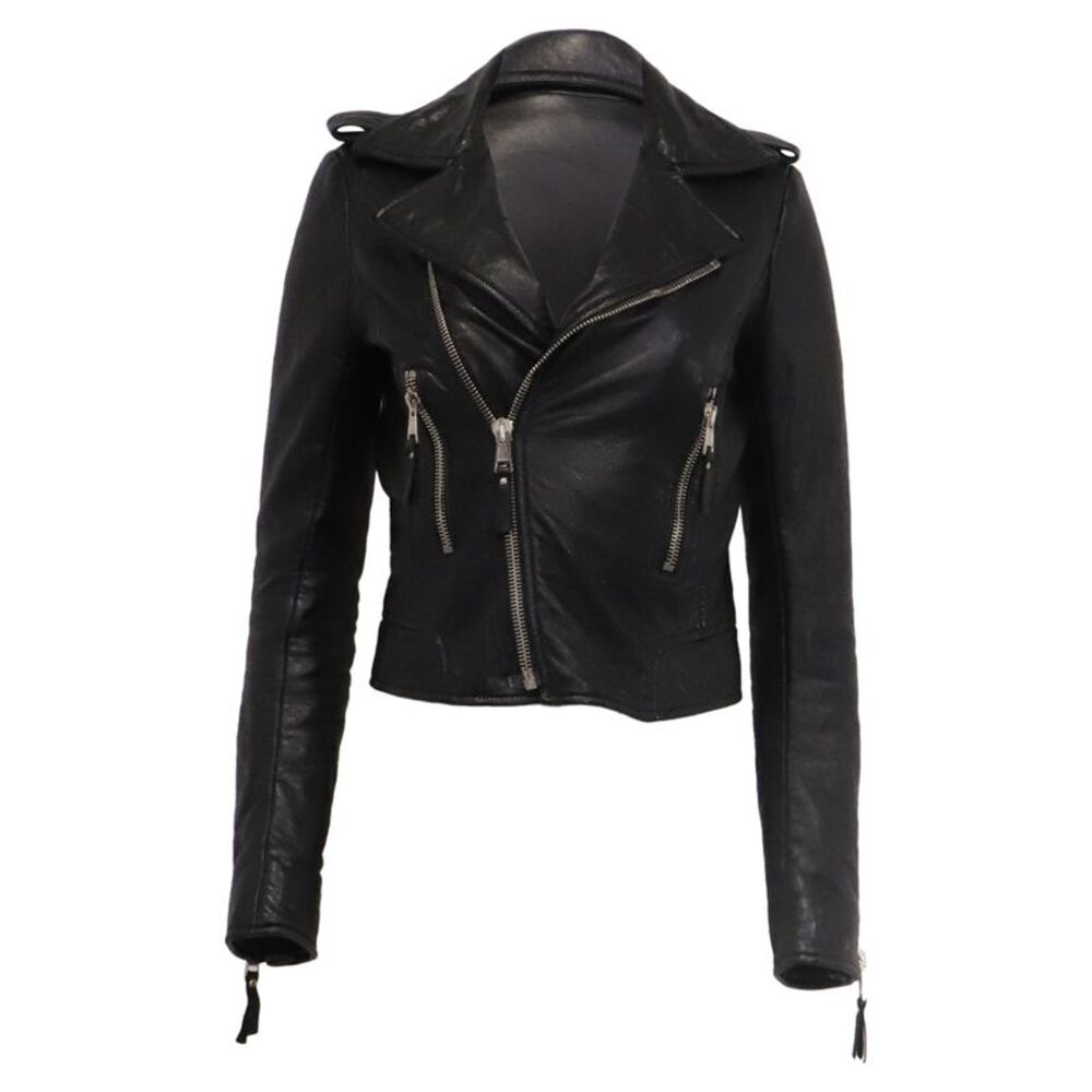 Balenciaga Fitted Biker Jacket in Black Leather